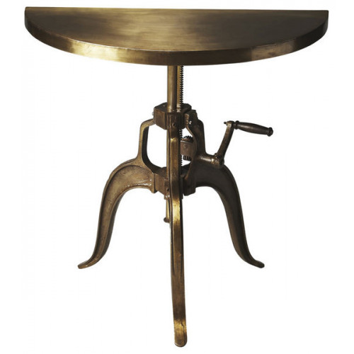 Industrial Antiqued Bronze Adjustable Hand Crank Hall Console Table 