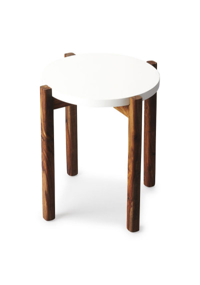 White Top Wood Legs Modern Loft Accent Side Table