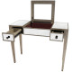 Silver Pewter Finish Mirrored Vanity Table Desk