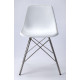 White Stitched Leather Mid Century Silver Legs Dining Chair