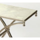 Silver Iron X Frame Base White Marble Top Rectangle Accent Table