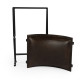 Espresso Brown Stitched Leather & Black Iron Stool Footstool