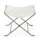 White Stitched Leather & Silver Iron Stool Footstool