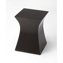 Dark Wood Concave Block Base Mid Century Modern Side Table
