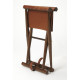 Warm Brown Leather & Wood X Frame Stool Footstool