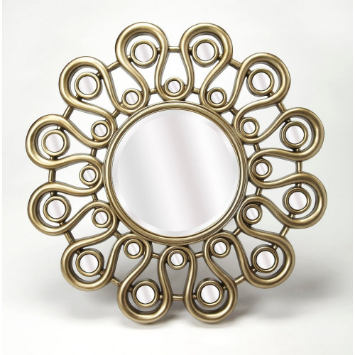 Silver Loopy Flower Design Wall Mirror