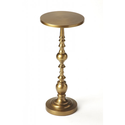 Gold Aluminum Pedestal Leg Martini Accent Table