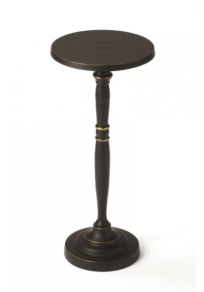 Black Aluminum Pedestal Leg Martini Table Gold Accents