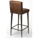 Brown Leather & Metal Aviator Style Backed Bar Stool 