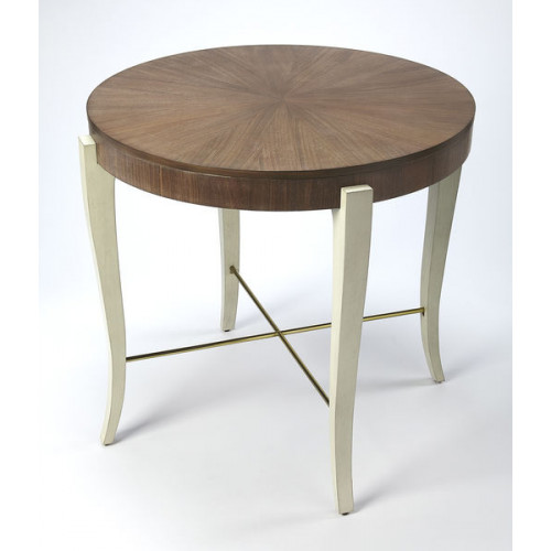 Cocoa Brown Top Light Legs Round Foyer Table 