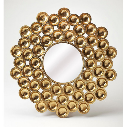 Gold Bubble Design Round Wall Mirror