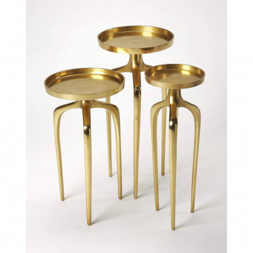 Mid Century Modern Gold Set of 3 Eclectic Accent Tables
