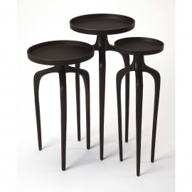 Mid Century Modern Black Metal Set of 3 Eclectic Accent Tables