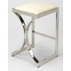 Silver Metal Cream Faux Leather Counter Bar Stool