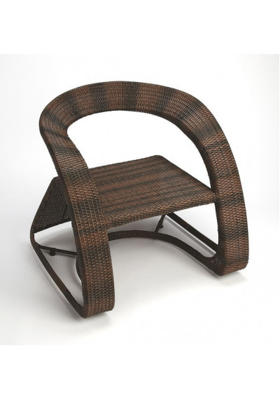 Unique Brown Rattan Round Corners Lounge Accent Chair 