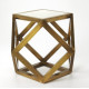 White Marble Gold Metal Geometric Accent Table