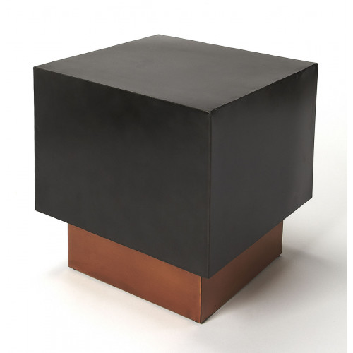 Black & Copper Base Square Iron Cube Bunching Accent Table