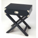 Dark Blue Wood X Frame Side Accent Table Silver Hardware 
