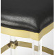 Black Leather Gold Metal & Acrylic Leg Backless Counter Bar Stool 