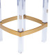 White Leather Gold Metal & Acrylic Leg Backless Counter Bar Stool 