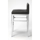 Polished Chrome Black Leather Contemporary Glam Counter Stool 