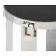 Black Stone Top Silver Legs with Buckle Accents Side Table
