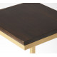 Dark Wood Top Gold Base C-Shape Accent Table