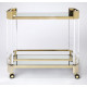 Clear Acrylic Gold Accent Serving Bar Cart on Wheels
