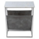 Silver Metal Leather White Marble Magazine Holder Accent Table