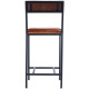 Brown Leather Black Iron Body Armless Counter Stool with Back