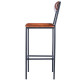 Brown Leather Black Iron Body Armless Bar Stool with Back