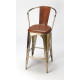 Industrial Style Metal & Brown Leather Seat Bar Stool