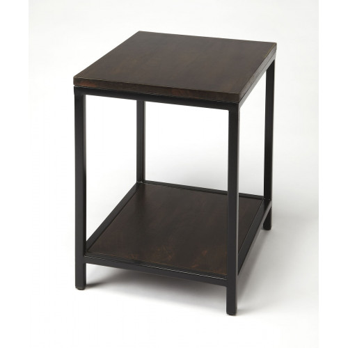 Dark Wood & Metal Side Accent Table