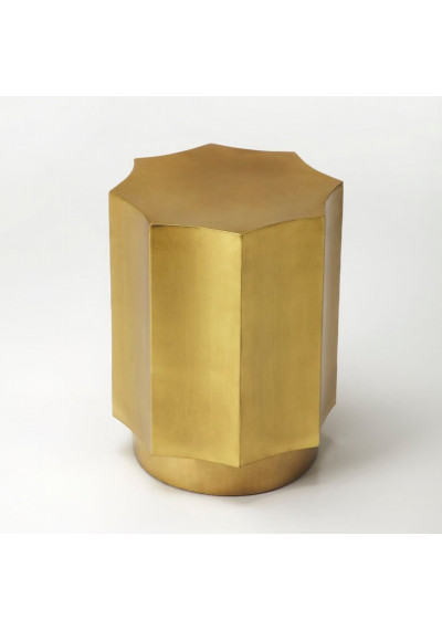 Gold Geometric Cog Style Metal Side Accent Table