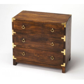 Mango Brown Chest of Drawers Cabinet Brass Hardware 