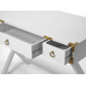 White Wood X Frame Desk with Gold Hardware 