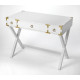 White Wood X Frame Desk with Gold Hardware 