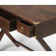 Mango Brown X Frame Wood Desk with Brass Hardware 