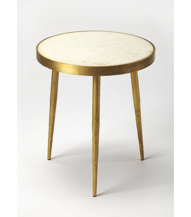 Gold White Marble Mid Century Modern, Gold Accent Side Table White