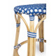 Blue & White Patterned Rattan Backless Counter Stool 
