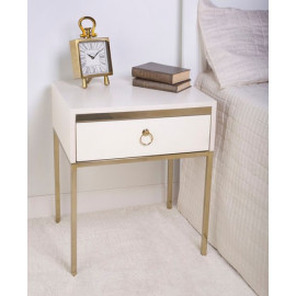 Gold Base & White Side Accent Table NIghtstand