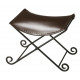 Deep Brown Leather & Iron Stool Footstool