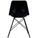 Black Stitched Leather Mid Century Black Legs Dining Chair