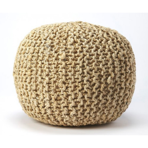 Jute Woven Rope Color Beige Round Ottoman Pouf