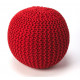 Jute Woven Red Round Ottoman Pouf