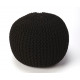 Jute Woven Black Round Ottoman Pouf