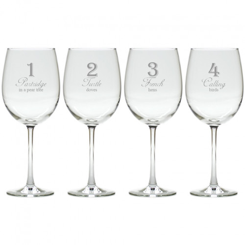 12 Days of Christmas Wine Glasses Set of 12 ( stemmed & stemless )