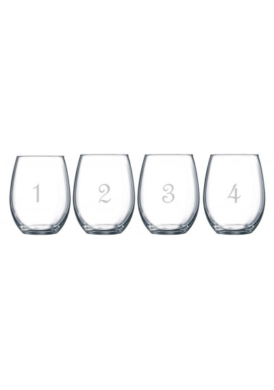 Numbered Stemless Wine Glasses Set of 12