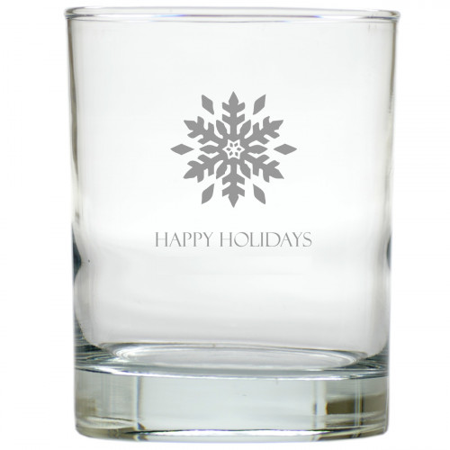 Snowflake Happy Holidays Old Fashioned Glasses Set of 6