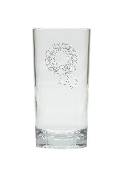 Holiday Wreath Drinking High Ball Glasses Set of 6